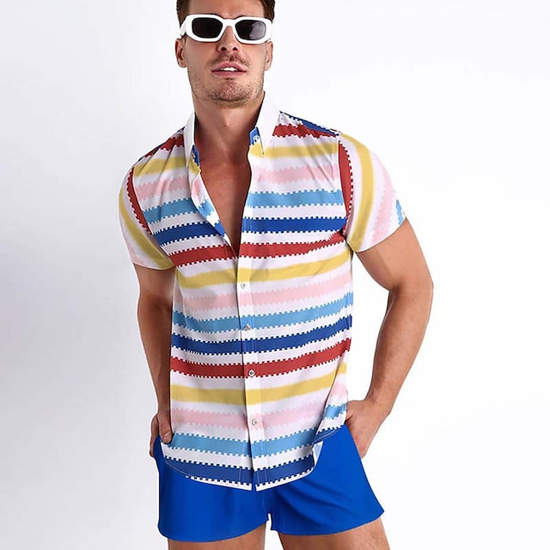 Allen Doll Hawaiian Shirt Alan Shirt Cosplay Costume Men'S Women'S Movie Retro Vintage Hot Pink Sports Set Rainbow Beach Set