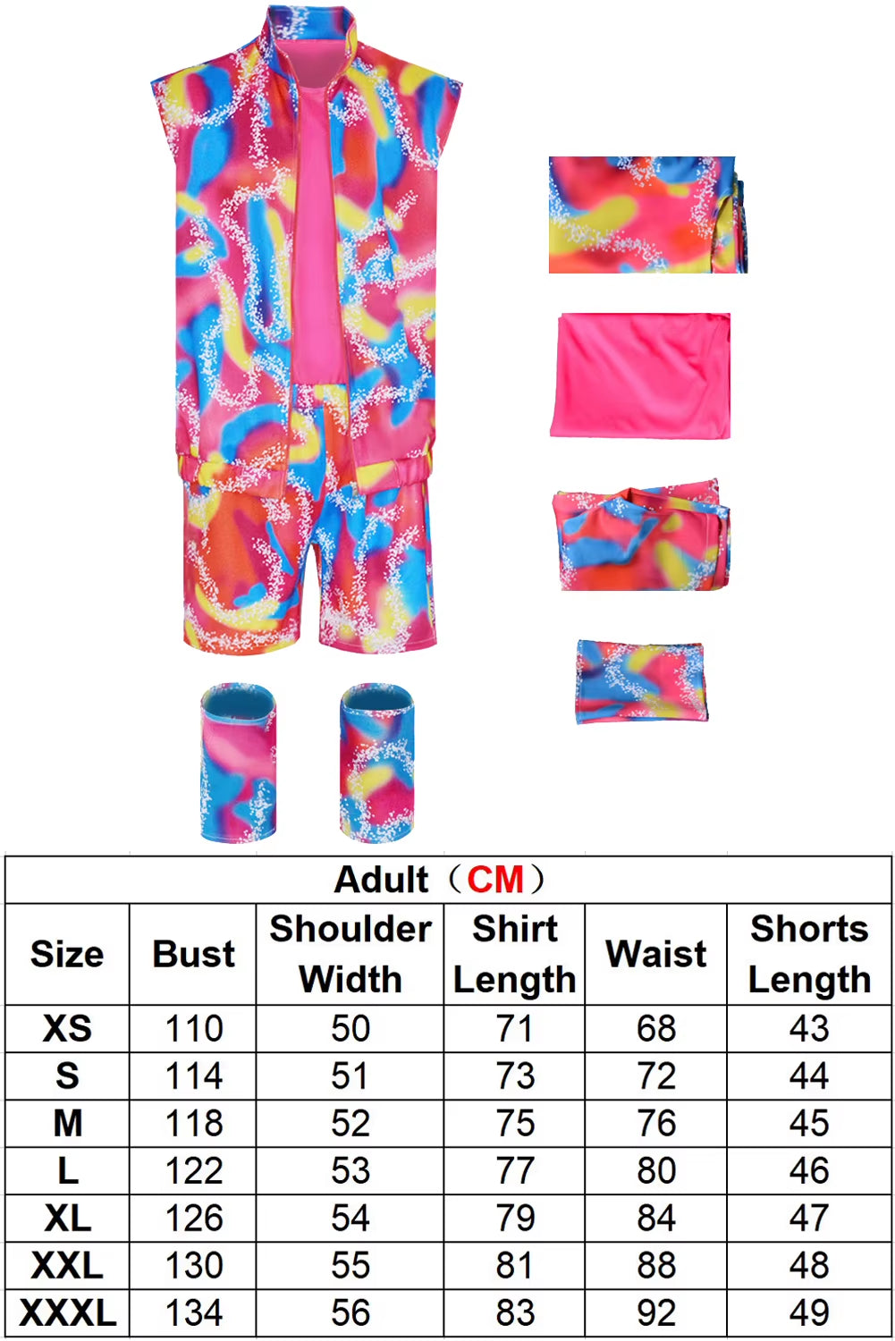 Ken Cosplay Fantasy 2023 Movie Barbei Disguise Costume Summer Shirt Beach Clothing Adult Men Cosplay Outfit Male Halloween Cloth