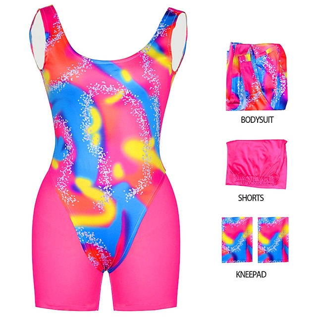 Couples Movie Rollerblade Outfits Doll Suits Jumpsuit Hot Pink Men'S Women'S Couple'S Cosplay Costume Halloween Carnival Masquerade