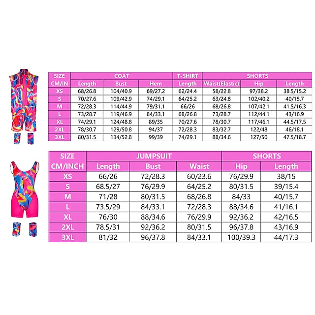 Couples Movie Rollerblade Outfits Doll Suits Jumpsuit Hot Pink Men'S Women'S Couple'S Cosplay Costume Halloween Carnival Masquerade