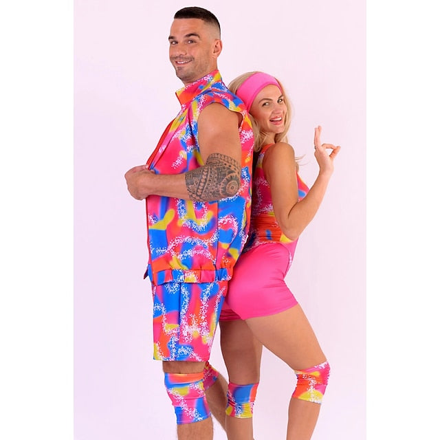 Couples Movie Rollerblade Outfits Doll Suits Jumpsuit Hot Pink Men'S Women'S Couple'S Cosplay Costume Halloween Carnival Masquerade